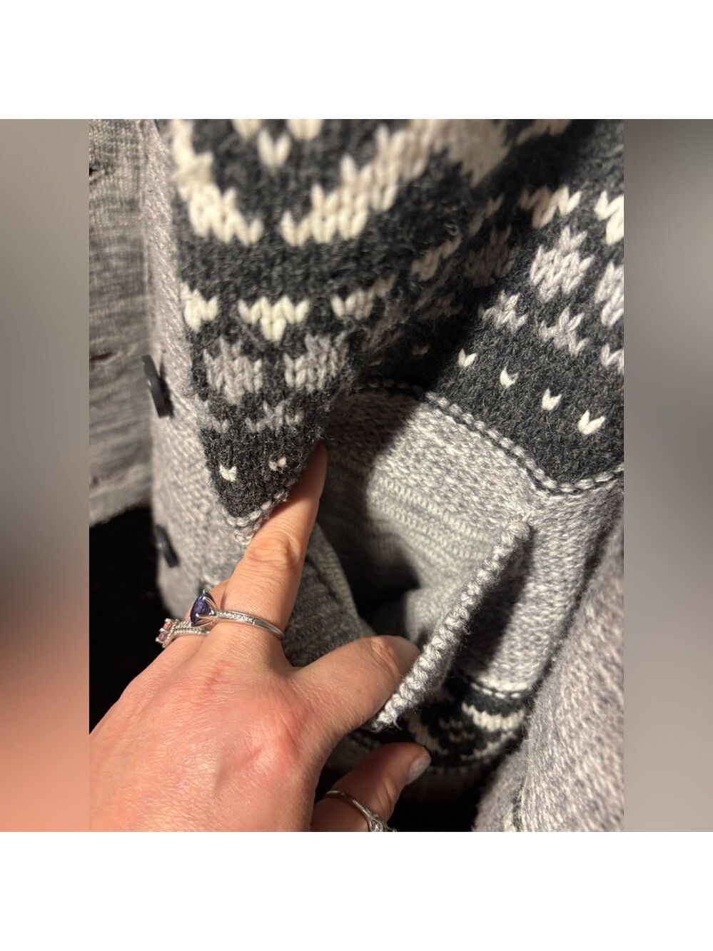 Vintage Sansara Nordic Fair Isle Cardigan Sweater XL Cozy Winter Cabin Unisex - Picture 7 of 17